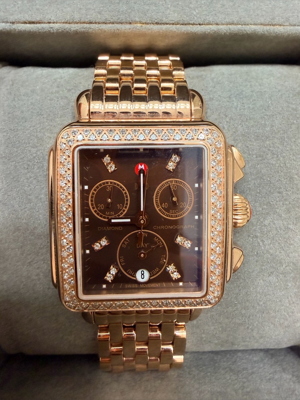 MICHELE DECO 18K Rose Gold-Plated Diamond Watch - Picture 2 of 14